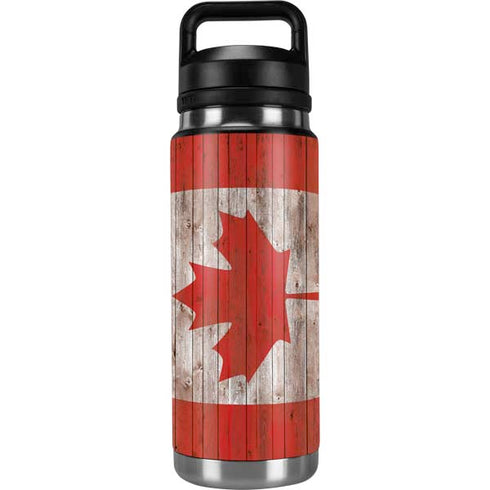 Canadian Flag Dark Wood YETI Rambler 26oz Bottle Skin