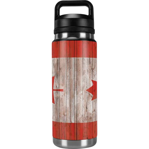 Canadian Flag Dark Wood YETI Rambler 26oz Bottle Skin