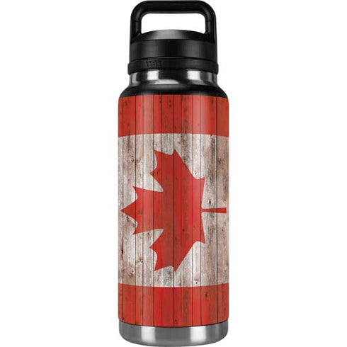 Canadian Flag Dark Wood YETI Rambler 36oz Bottle Skin