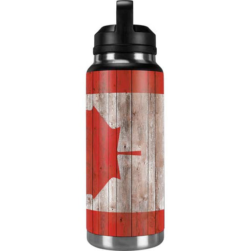 Canadian Flag Dark Wood YETI Rambler 36oz Bottle Skin