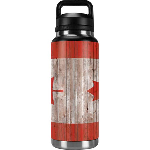 Canadian Flag Dark Wood YETI Rambler 36oz Bottle Skin