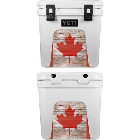 Canadian Flag Dark Wood YETI Roadie 24 Hard Cooler Skin