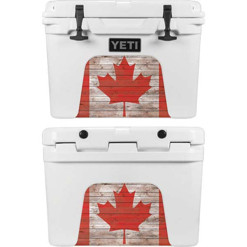 Canadian Flag Dark Wood YETI Tundra 35 Hard Cooler Skin