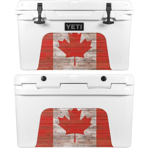 Canadian Flag Dark Wood YETI Tundra 45 Hard Cooler Skin