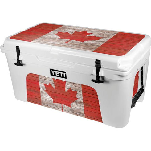 Canadian Flag Dark Wood YETI Tundra 65 Hard Cooler Skin