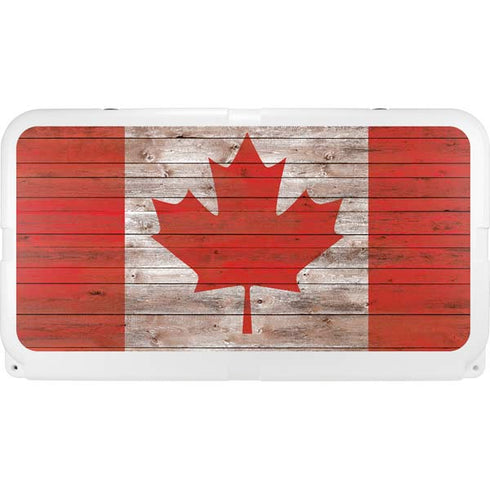 Canadian Flag Dark Wood YETI Tundra 65 Hard Cooler Skin