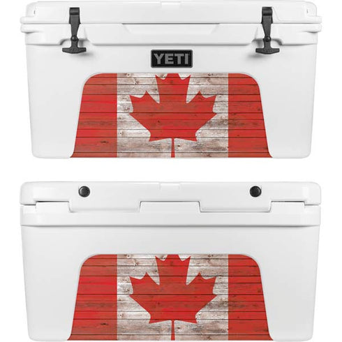Canadian Flag Dark Wood YETI Tundra 65 Hard Cooler Skin
