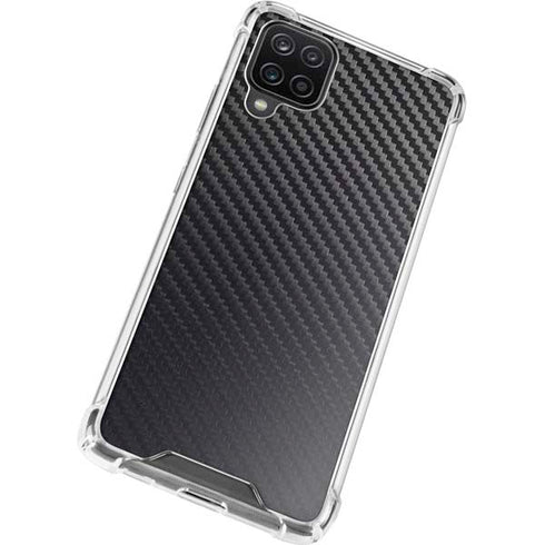 Black Carbon Fiber Specialty Texture Material Galaxy A12 Clear Case