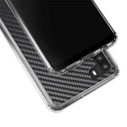 Black Carbon Fiber Specialty Texture Material Galaxy A21 Clear Case