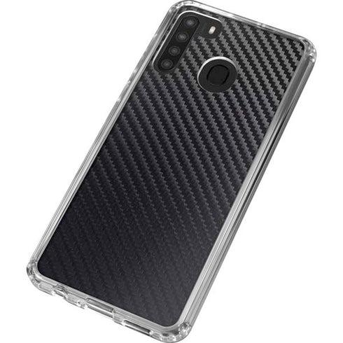 Black Carbon Fiber Specialty Texture Material Galaxy A21 Clear Case
