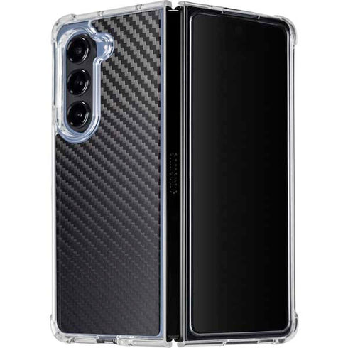 Black Carbon Fiber Specialty Texture Material Galaxy Z Fold5 5G Clear Case