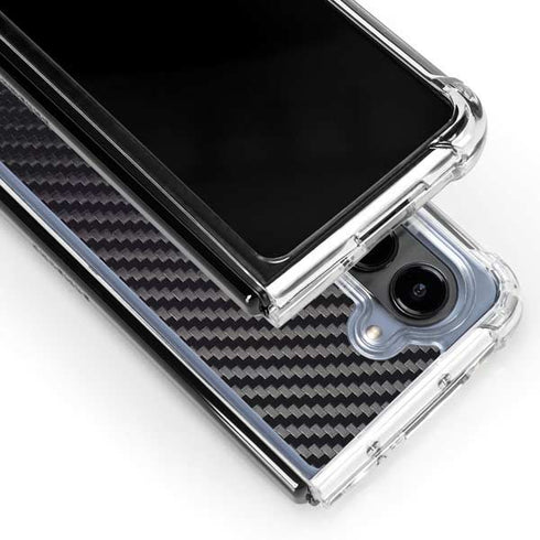 Black Carbon Fiber Specialty Texture Material Galaxy Z Fold5 5G Clear Case