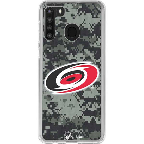 NHL Carolina Hurricanes Camo Galaxy A21 Clear Case