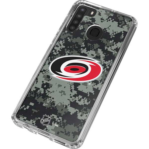 NHL Carolina Hurricanes Camo Galaxy A21 Clear Case