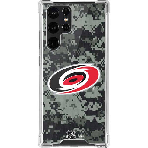 NHL Carolina Hurricanes Camo Galaxy S22 Ultra Clear Case