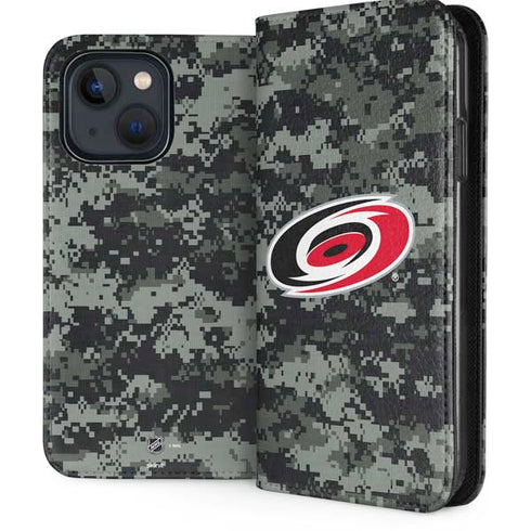 NHL Carolina Hurricanes Camo iPhone 14 Folio Case