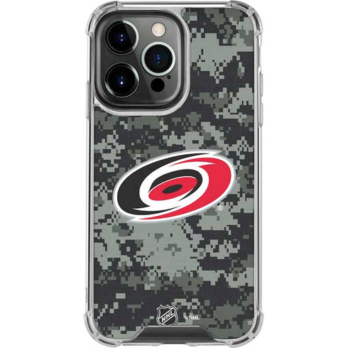 NHL Carolina Hurricanes Camo iPhone 15 Pro Clear Case