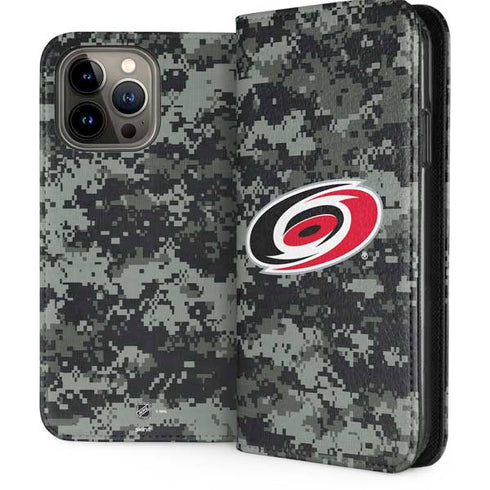 NHL Carolina Hurricanes Camo iPhone 15 Pro Max Folio Case