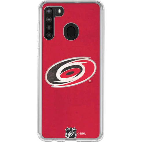 NHL Carolina Hurricanes Distressed Galaxy A21 Clear Case