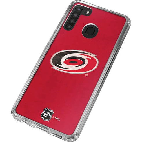 NHL Carolina Hurricanes Distressed Galaxy A21 Clear Case