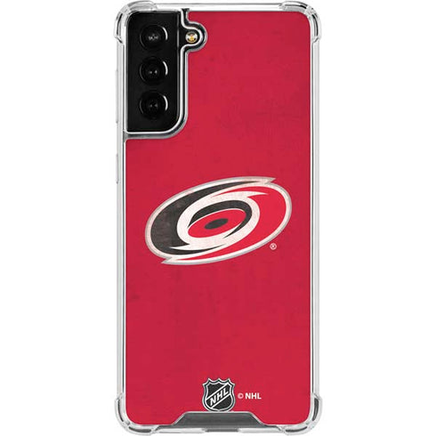 NHL Carolina Hurricanes Distressed Galaxy S21 FE Clear Case