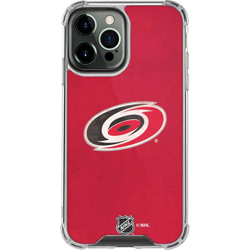 NHL Carolina Hurricanes Distressed iPhone 13 Pro Max Clear Case