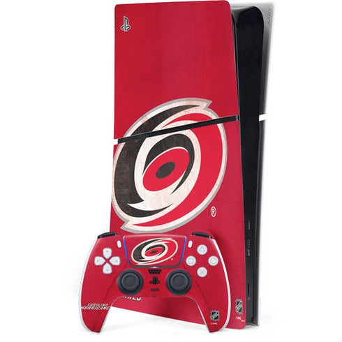 NHL Carolina Hurricanes Distressed PS5 Slim Digital Edition Bundle Skin