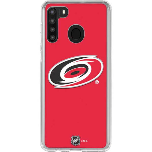 NHL Carolina Hurricanes Solid Background Galaxy A21 Clear Case