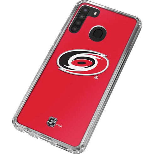 NHL Carolina Hurricanes Solid Background Galaxy A21 Clear Case
