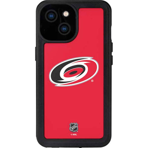 NHL Carolina Hurricanes Solid Background iPhone 15 Waterproof Case
