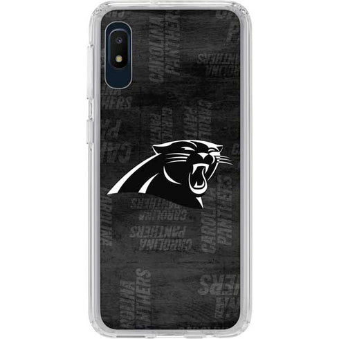 NFL Carolina Panthers Black & White Galaxy A10e Clear Case