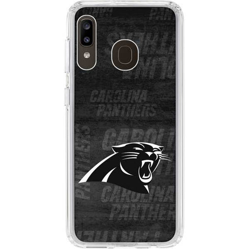 NFL Carolina Panthers Black & White Galaxy A20 Clear Case