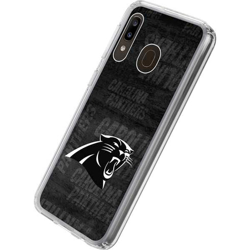 NFL Carolina Panthers Black & White Galaxy A20 Clear Case