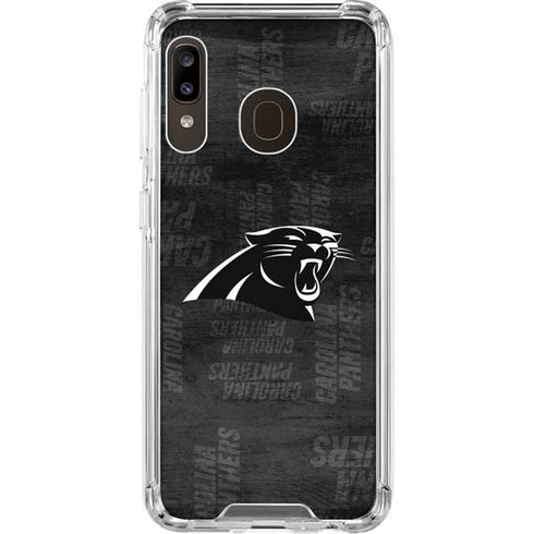 NFL Carolina Panthers Black & White Galaxy A30 Clear Case