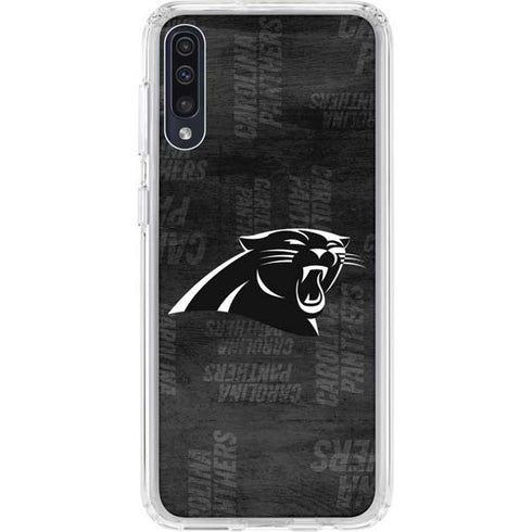 NFL Carolina Panthers Black & White Galaxy A50 Clear Case