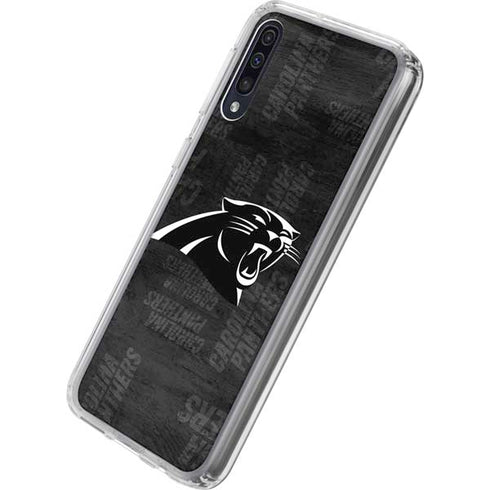 NFL Carolina Panthers Black & White Galaxy A50 Clear Case