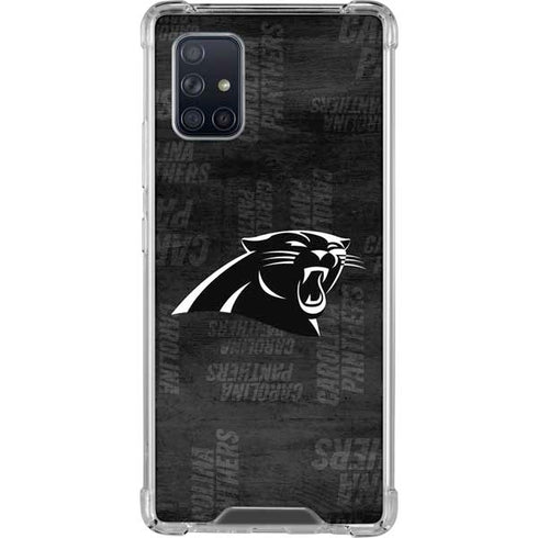 NFL Carolina Panthers Black & White Galaxy A71 5G Clear Case