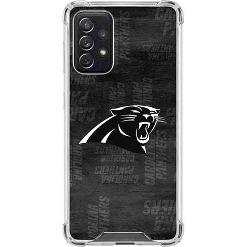 NFL Carolina Panthers Black & White Galaxy A72 5G Clear Case