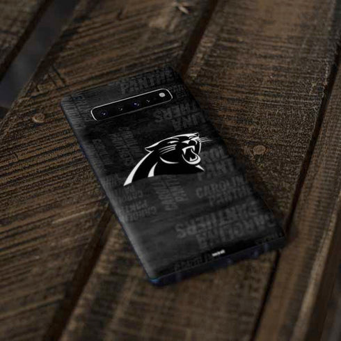 NFL Carolina Panthers Black & White Galaxy S10 Plus Skin