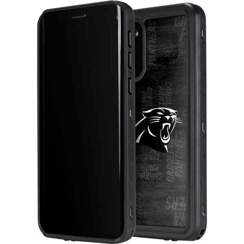 NFL Carolina Panthers Black & White Galaxy S20 Waterproof Case