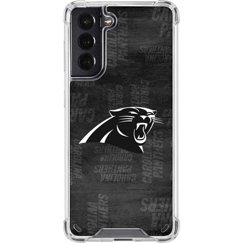 NFL Carolina Panthers Black & White Galaxy S21 5G Clear Case