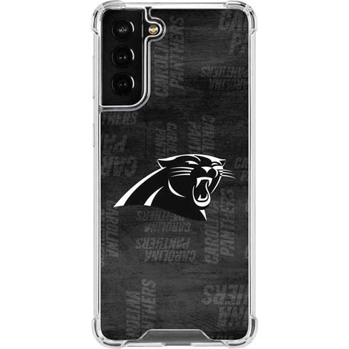 NFL Carolina Panthers Black & White Galaxy S21 FE Clear Case