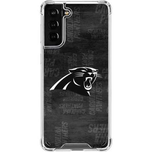 NFL Carolina Panthers Black & White Galaxy S21 Plus 5G Clear Case