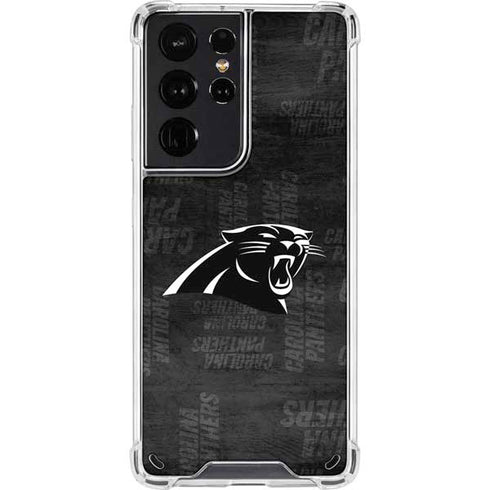 NFL Carolina Panthers Black & White Galaxy S21 Ultra 5G Clear Case