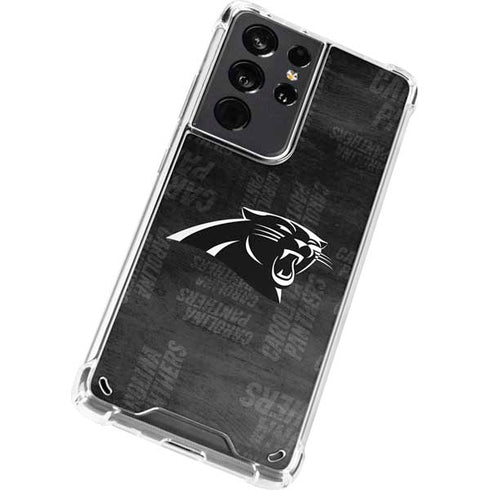 NFL Carolina Panthers Black & White Galaxy S21 Ultra 5G Clear Case