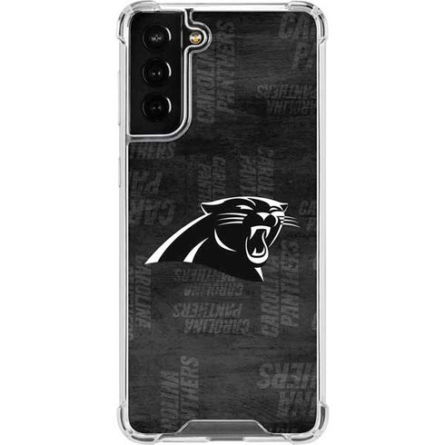NFL Carolina Panthers Black & White Galaxy S22 Plus Clear Case