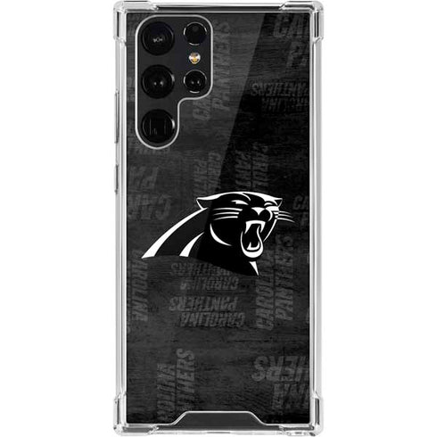 NFL Carolina Panthers Black & White Galaxy S22 Ultra Clear Case