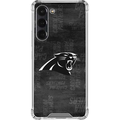 NFL Carolina Panthers Black & White Galaxy S23 Plus Clear Case