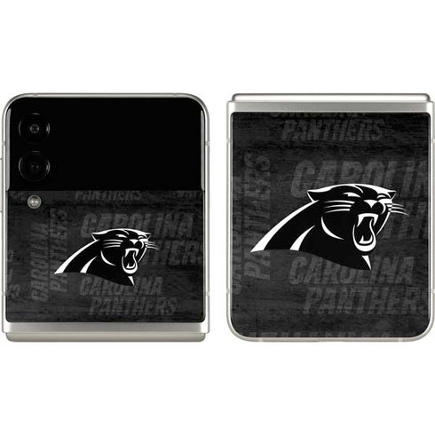 NFL Carolina Panthers Black & White Galaxy Z Flip3 5G Skin
