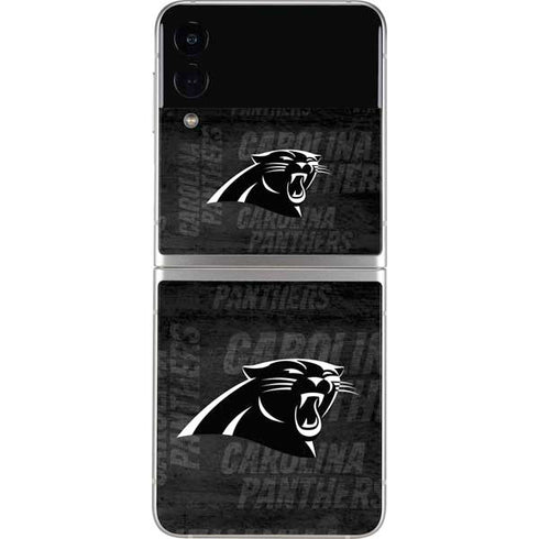 NFL Carolina Panthers Black & White Galaxy Z Flip3 5G Skin